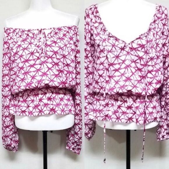 𝅺mmk Purple Tie Dye Starburst Off Shoulder Blouse - Picture 1 of 8